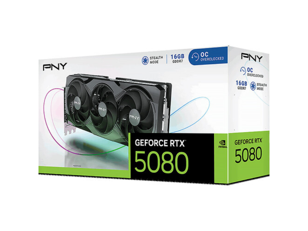 Buy PNY RTX 5080 OC 16GB GDDR7 GPU – DLSS 4, ARGB Triple Fan in Qatar Buy PNY RTX 5080 OC 16GB GDDR7 GPU – DLSS 4, ARGB Triple Fan in Qatar